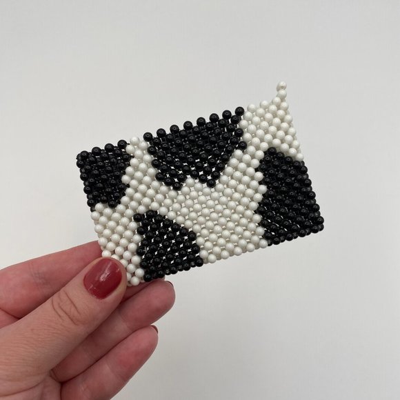 Vintage Handbags - NWOT Beaded Card Holder - Aesthetic Handmade Cow Print Wallet | Card Sleeve